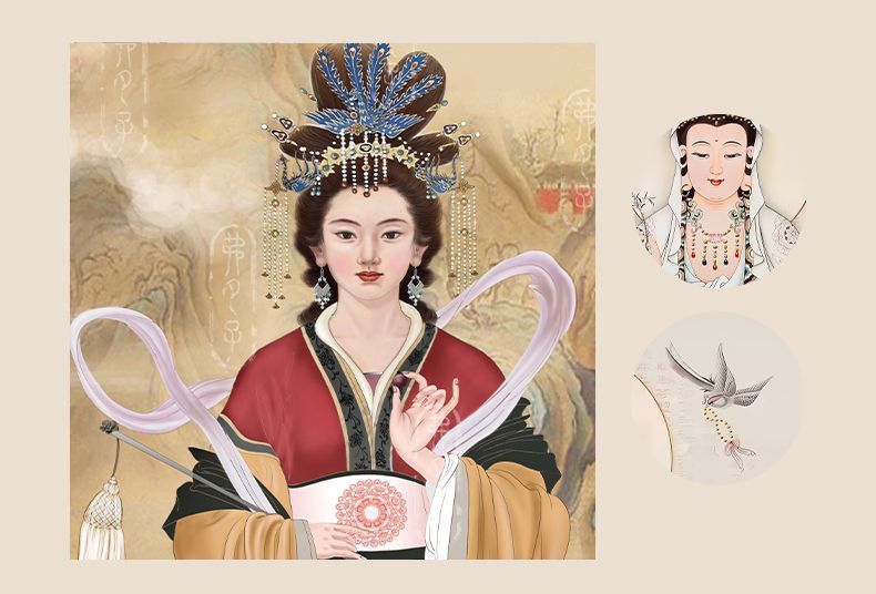 观音菩萨家用坐莲观音大士图佛像挂画中堂三联装饰画供桌白衣观音 detail 2