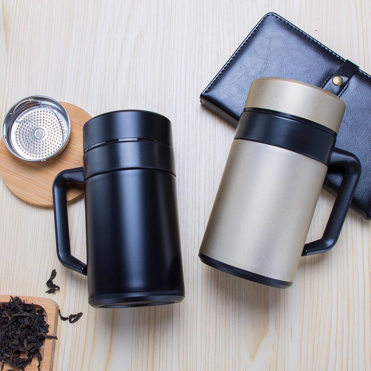 男士商务高档不锈钢大容量手柄办公室保温杯茶杯泡茶水杯杯子保温 图 3