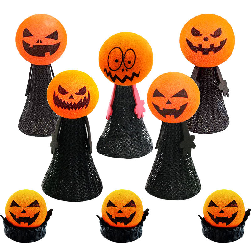 Halloween Elf Pumpkin Head Ghost Bouncing Doll Children's Desktop Finger Decompression Toy Gift_voghion.com