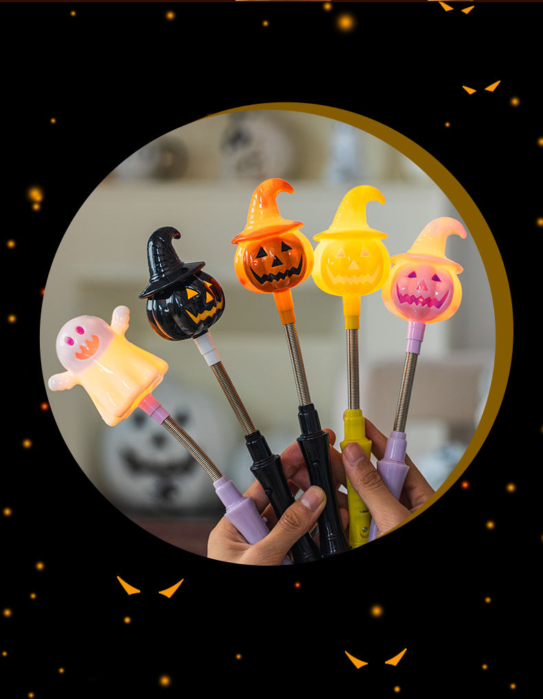 Halloween pumpkin lanterns, glowing hand cranked sticks, decorative props, ghost children's gifts, bar party scene_voghion.com