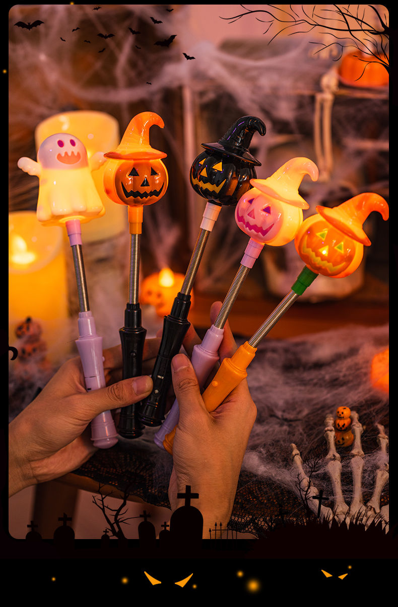 Halloween pumpkin lanterns, glowing hand cranked sticks, decorative props, ghost children's gifts, bar party scene_voghion.com