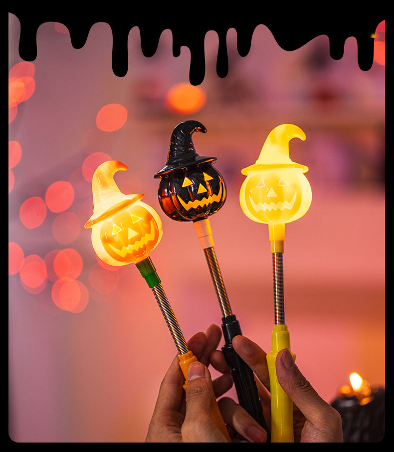 Halloween pumpkin lanterns, glowing hand cranked sticks, decorative props, ghost children's gifts, bar party scene_voghion.com