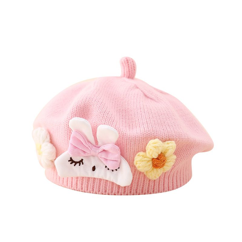 儿童贝雷帽 1-2-3岁冬季针织保暖男女宝宝外出卡通小熊南瓜帽潮款