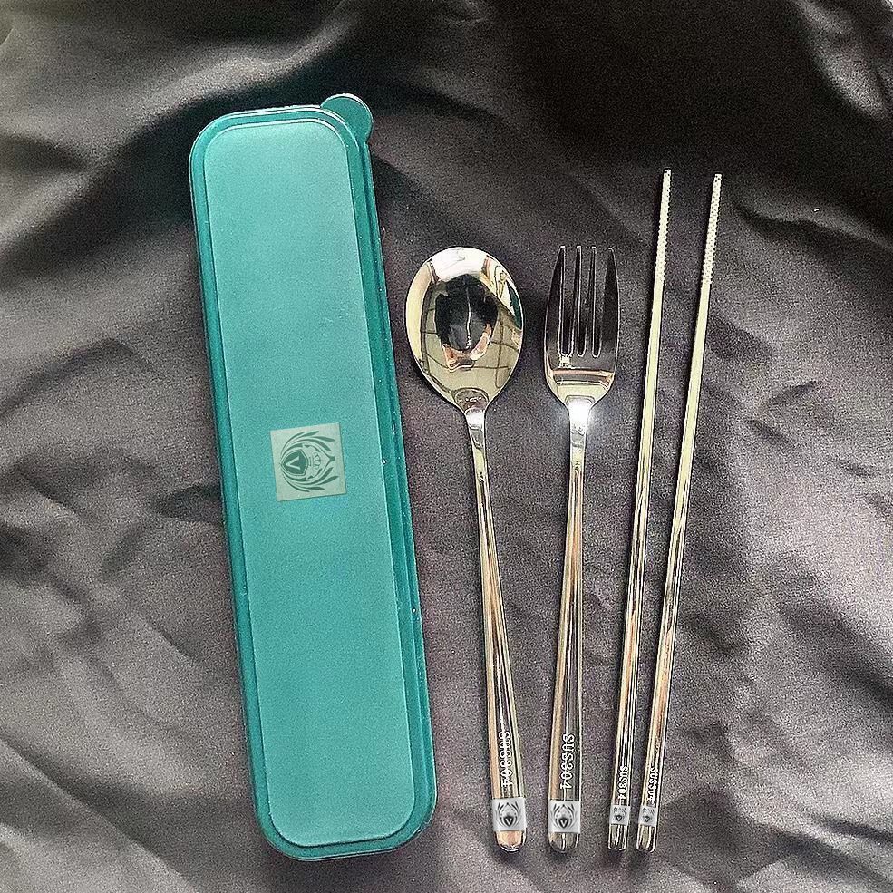 Duitse handelsvoorraad draagbare eetstokjes bestekset van roestvrij staal, lepel en vork, voedselveilig 304._voghion.com