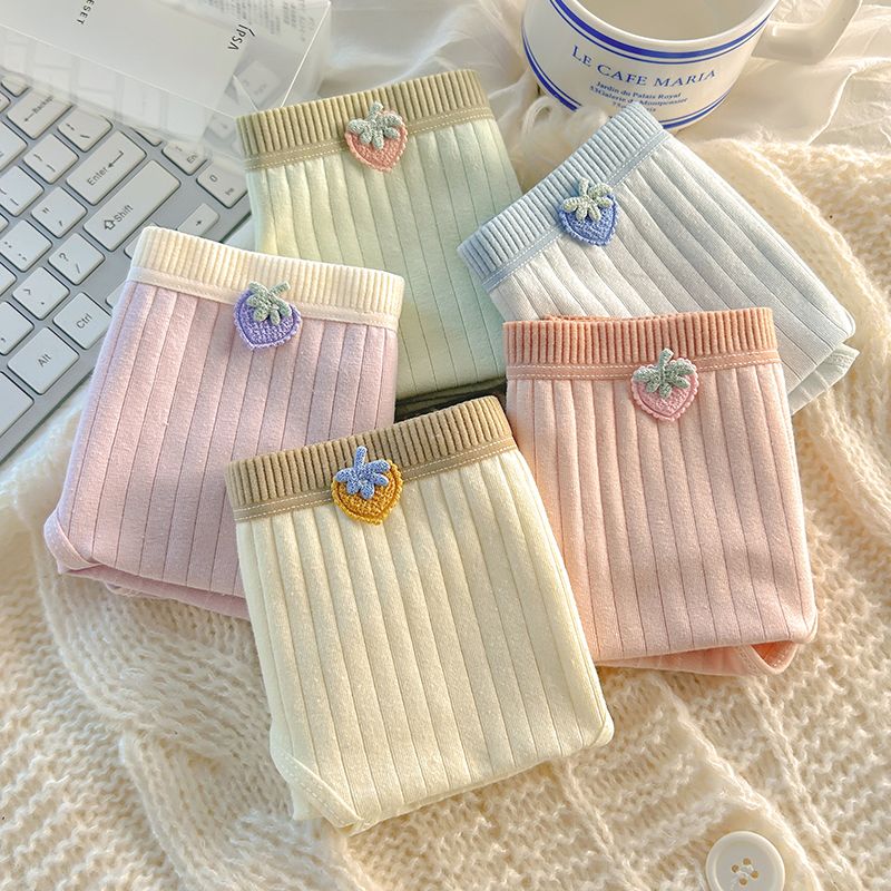 5条内裤女纯棉抗菌中腰无痕舒适初中学生少女透气全棉抑菌平角裤