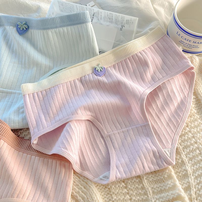 5条内裤女纯棉抗菌中腰无痕舒适初中学生少女透气全棉抑菌平角裤