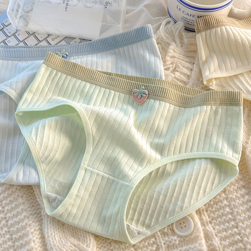 5条内裤女纯棉抗菌中腰无痕舒适初中学生少女透气全棉抑菌平角裤