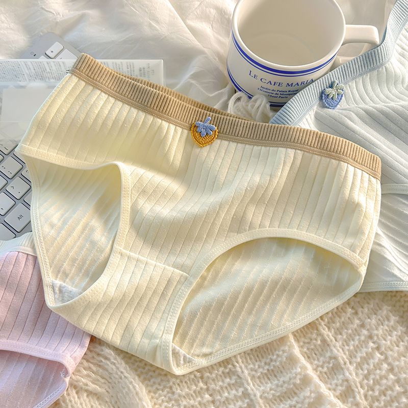 5条内裤女纯棉抗菌中腰无痕舒适初中学生少女透气全棉抑菌平角裤