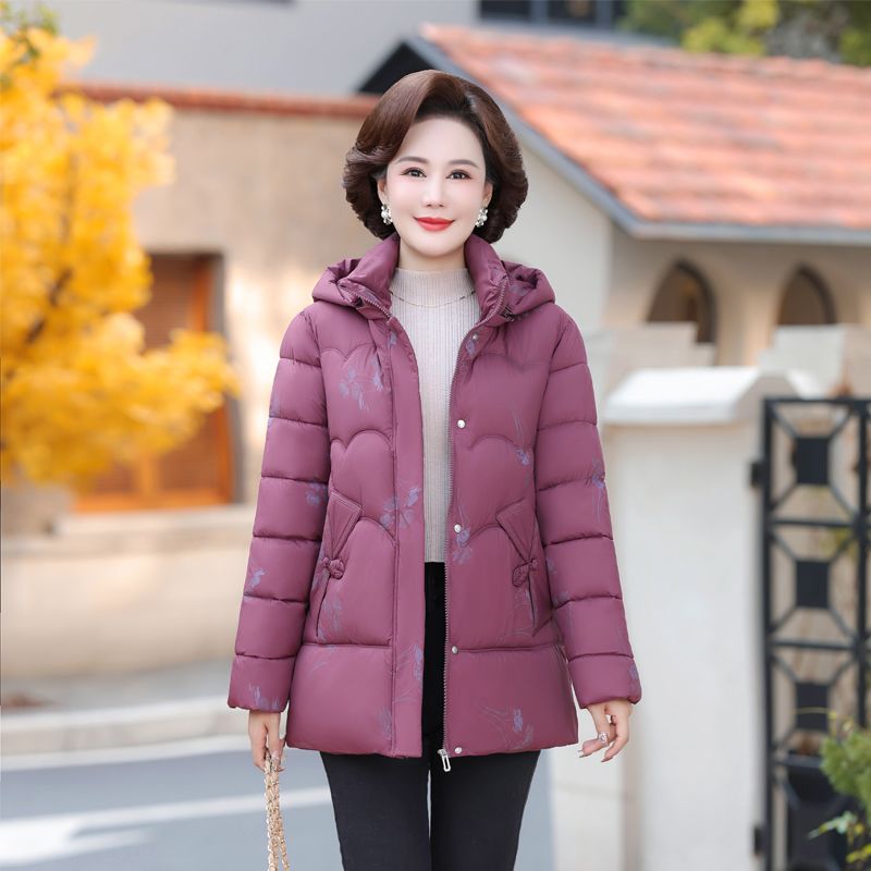 妈妈2024冬季羽绒棉服奶奶冬装新款棉袄加厚中老年外套棉衣