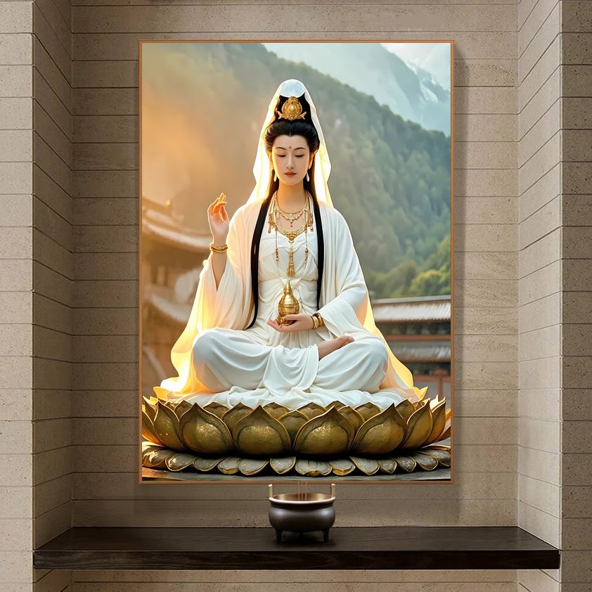 观世音新款家用挂画玄关观音画像观音菩萨供奉客厅装饰画精品壁画 4