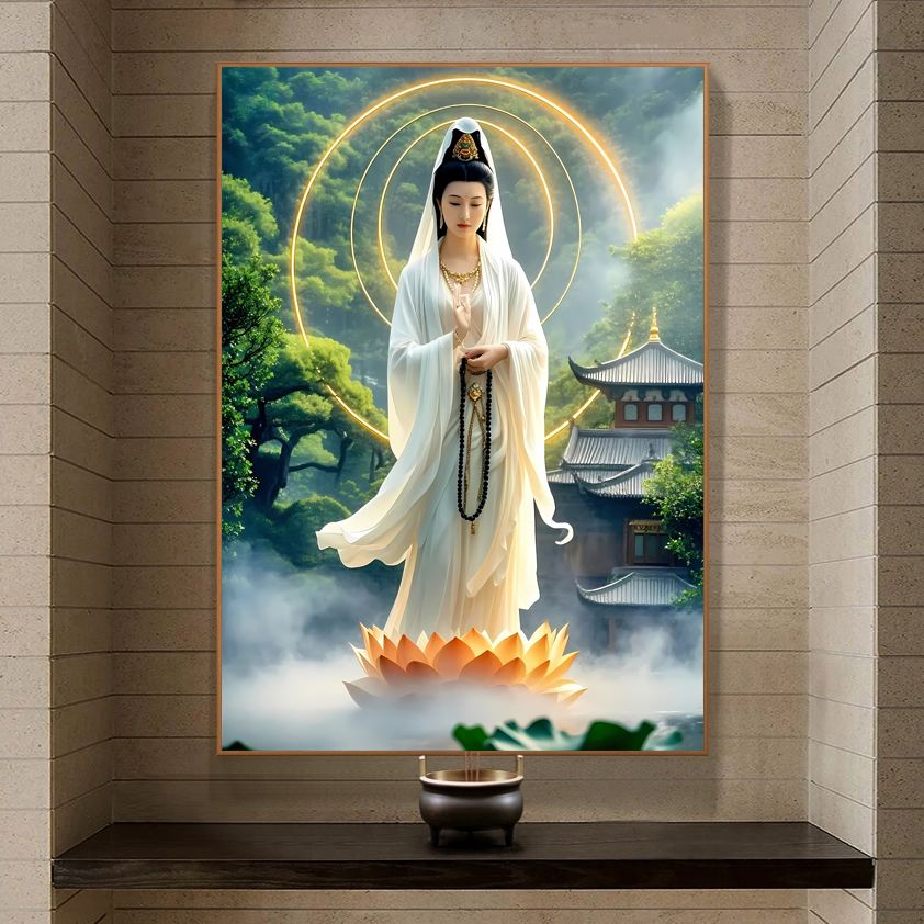 观世音新款家用挂画玄关观音画像观音菩萨供奉客厅装饰画精品壁画 3
