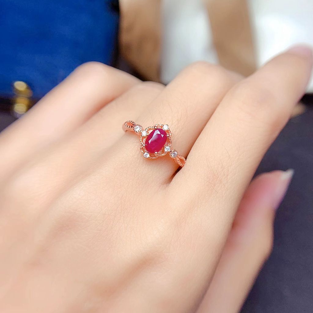 Burmese Ruby Sterling Silver Ring detail image 2
