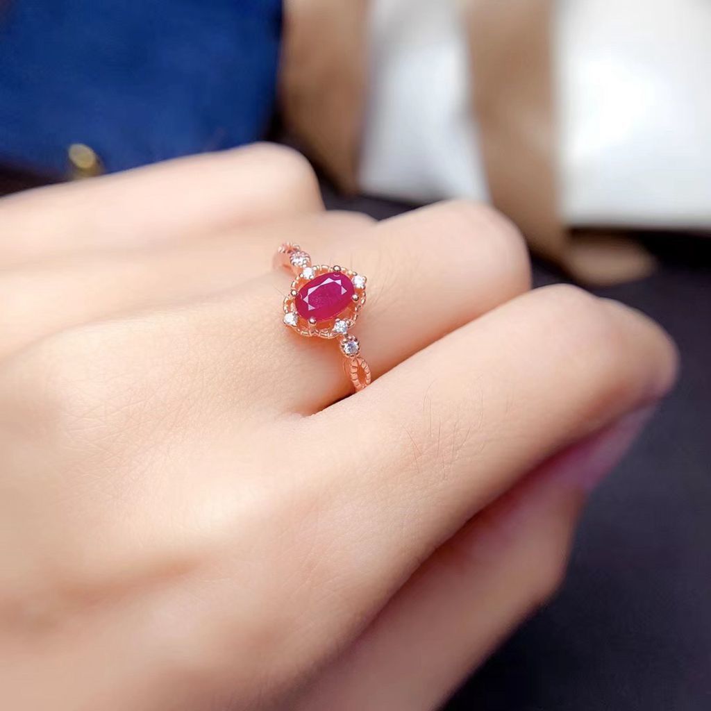 Burmese Ruby Sterling Silver Ring detail image 5