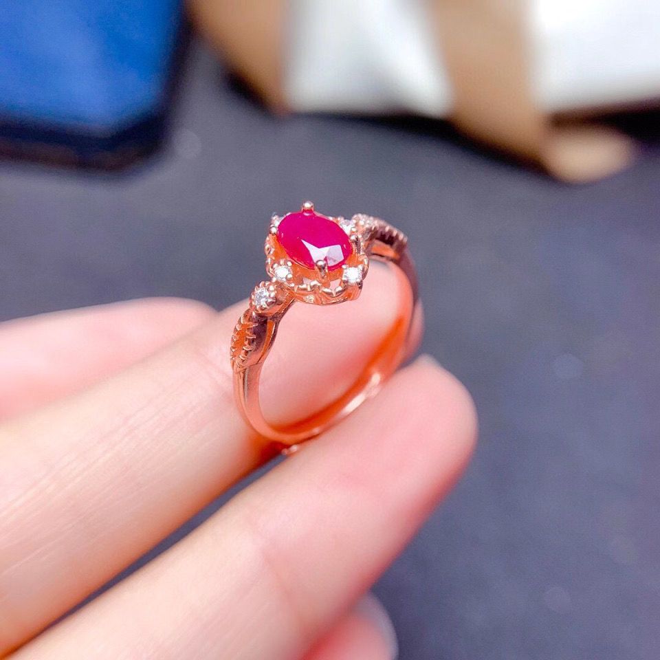 Burmese Ruby Sterling Silver Ring detail image 3