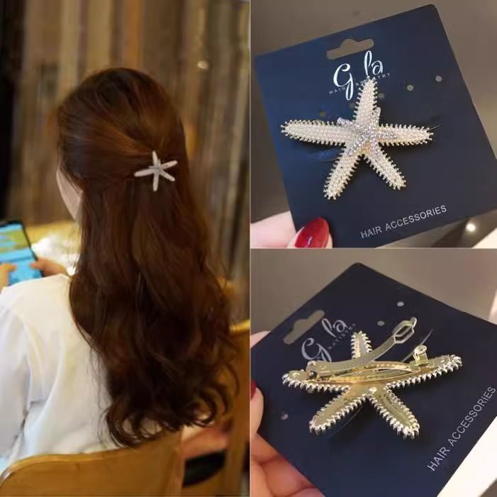 Elegante Seestern Perlen Haarspange Mit Strass Für Half Updo_voghion.com