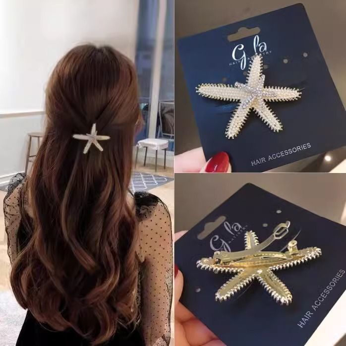 Elegante Seestern Perlen Haarspange Mit Strass Für Half Updo_voghion.com
