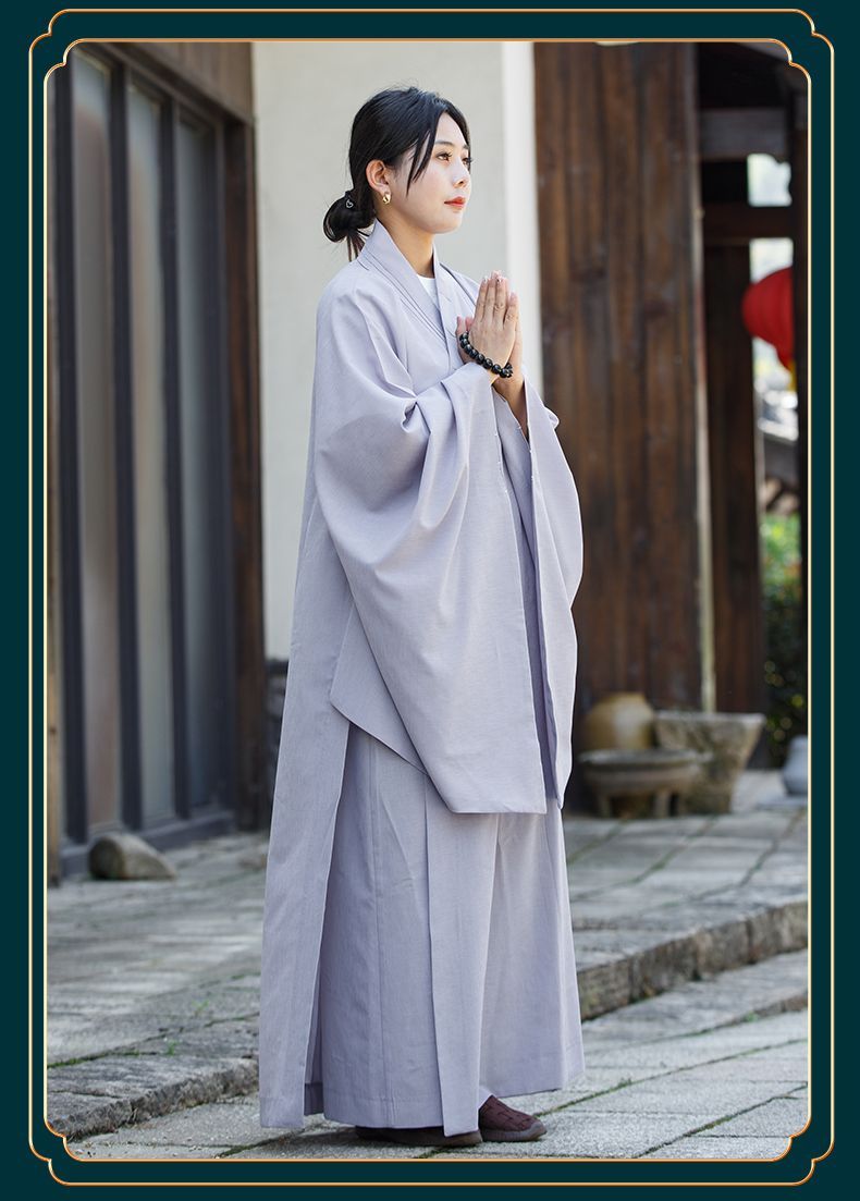 海青居士服女皈依服装禅修服法衣海清多丽丝透气不透明僧衣服春夏 detail 14