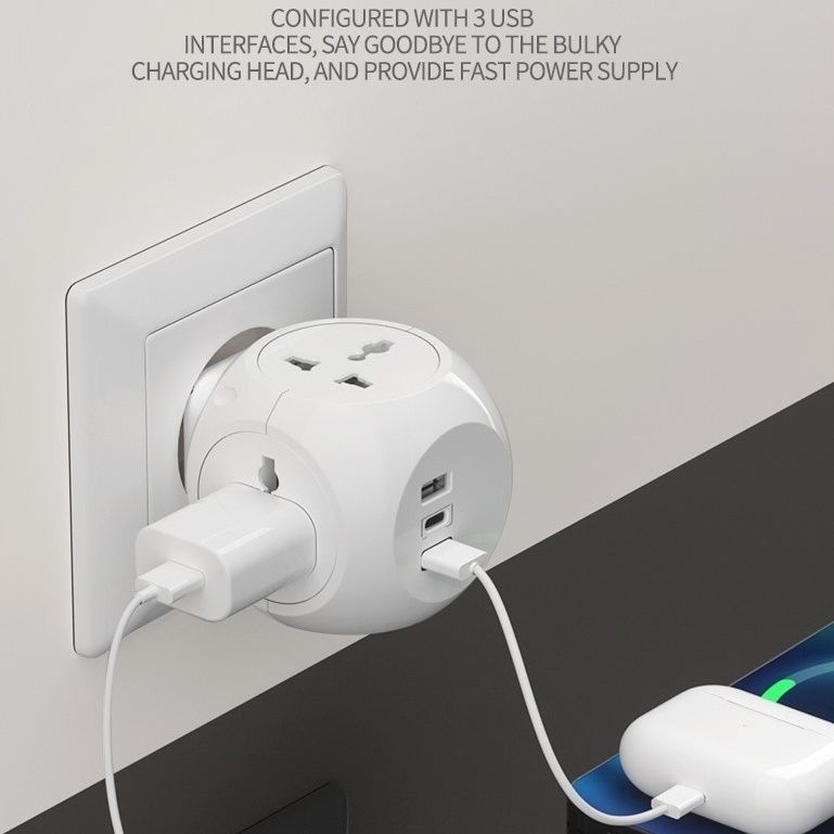 VEBAN港版智能魔方插座转换器2USB+1TYPE-C10.5W强电适配器 图片 6