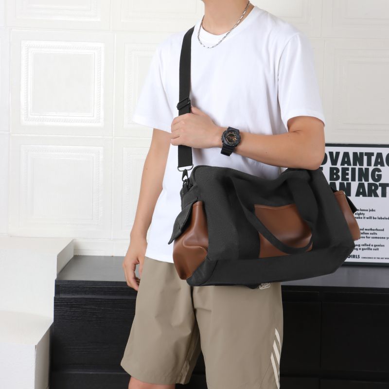 Grote capaciteit verdikte canvas korte reistas voor heren, casual handtas, schoudertas voor forenzen, sporttas_voghion.com