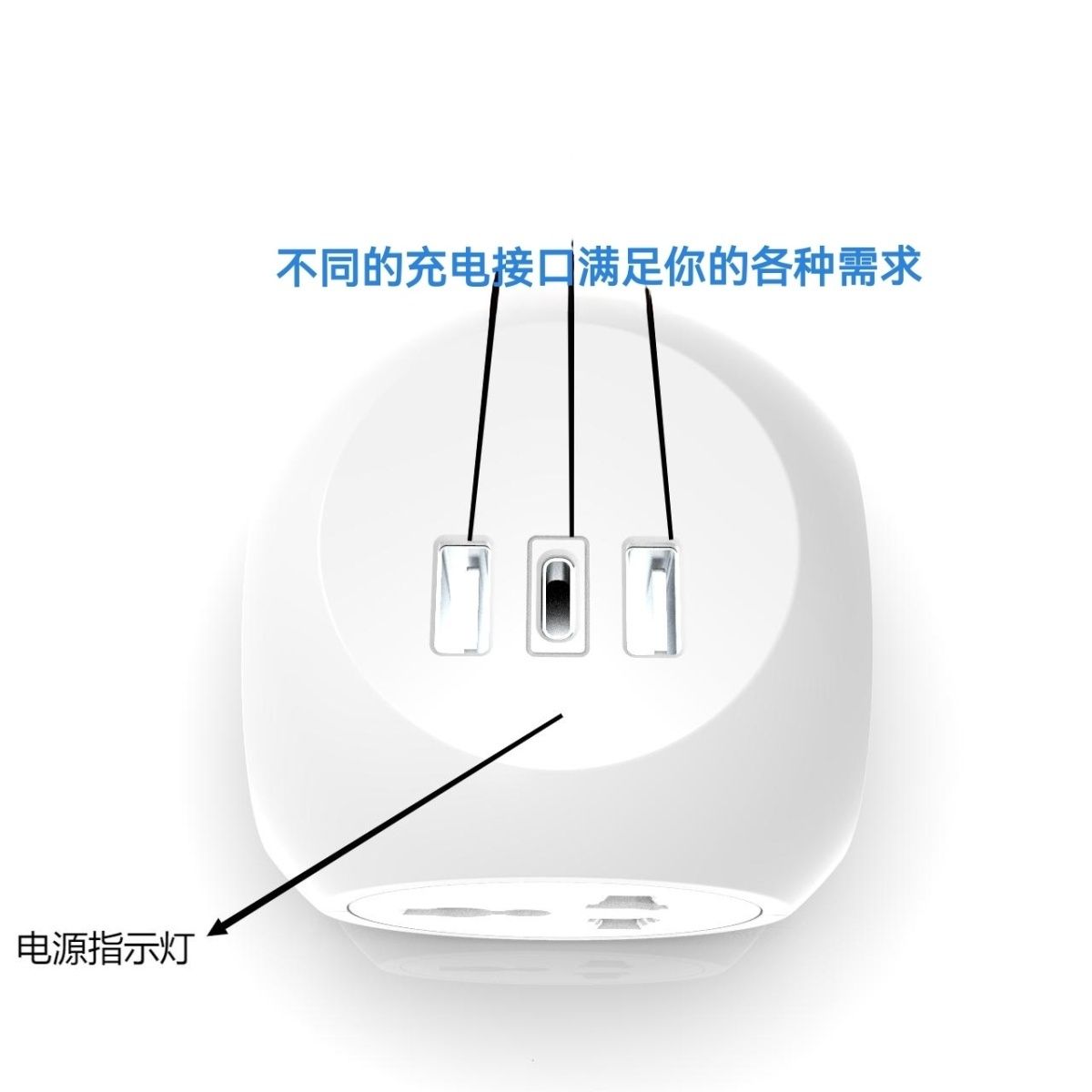 VEBAN港版智能魔方插座转换器2USB+1TYPE-C10.5W强电适配器 图片 2