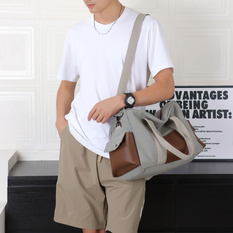 Grote capaciteit verdikte canvas korte reistas voor heren, casual handtas, schoudertas voor forenzen, sporttas_voghion.com
