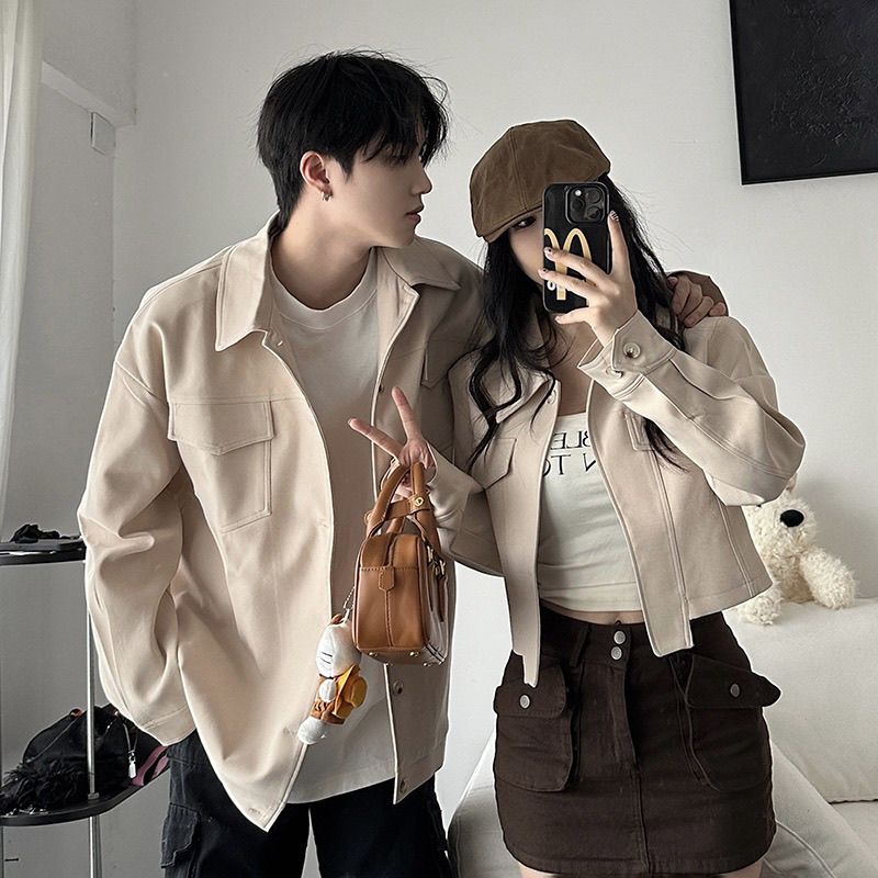 [两件套]情侣装秋冬小众设计感复古气质小香风外套女2024新款夹克