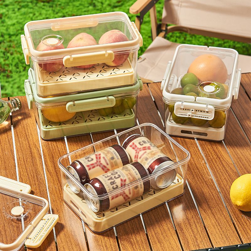 Nuevo contenedor de almacenamiento de PET para frutas y verduras en el refrigerador, organizador sellado para congelador, contenedor de conservación de alimentos frescos para picnic._voghion.com