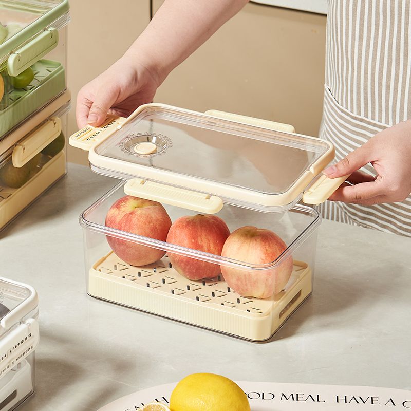 Nuevo contenedor de almacenamiento de PET para frutas y verduras en el refrigerador, organizador sellado para congelador, contenedor de conservación de alimentos frescos para picnic._voghion.com