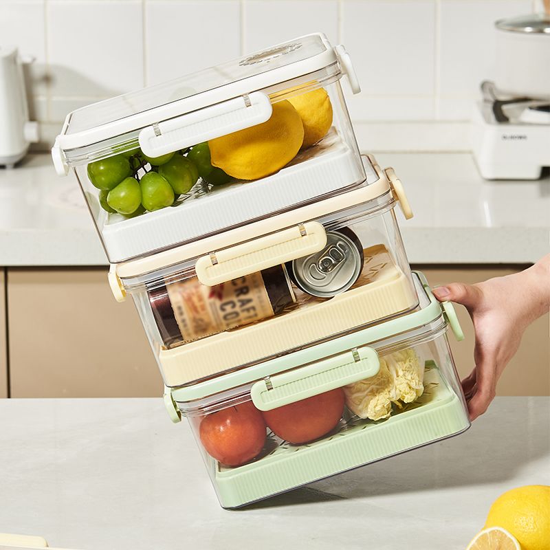 Nuevo contenedor de almacenamiento de PET para frutas y verduras en el refrigerador, organizador sellado para congelador, contenedor de conservación de alimentos frescos para picnic._voghion.com