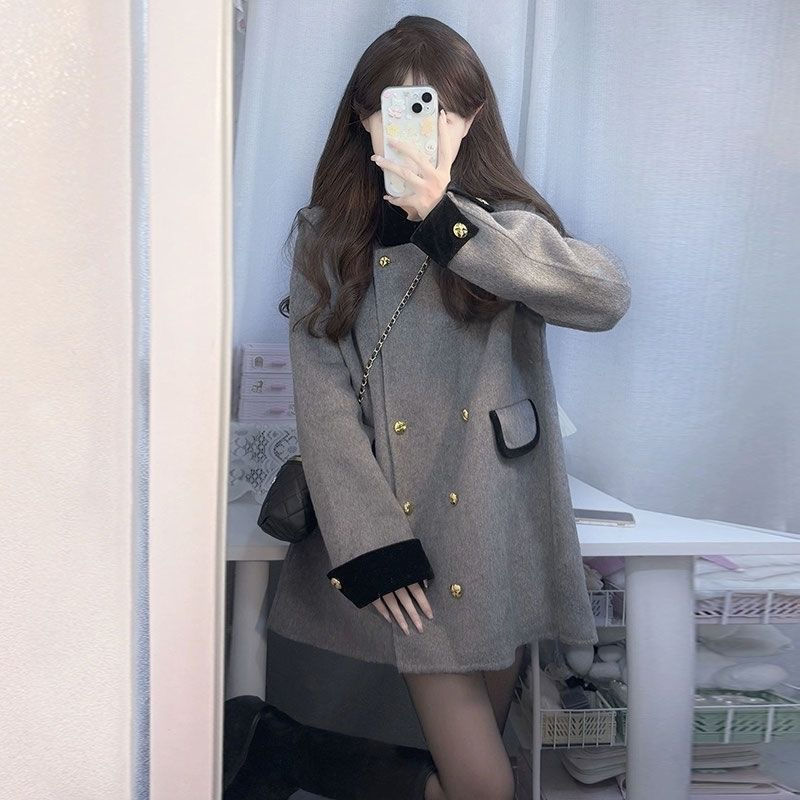 Französisches Nischendesign, lockerer Schlankheitsmantel, neuer Herbst-Winter-Stil, dicker und warmer Wollmantel für Frauen_voghion.com