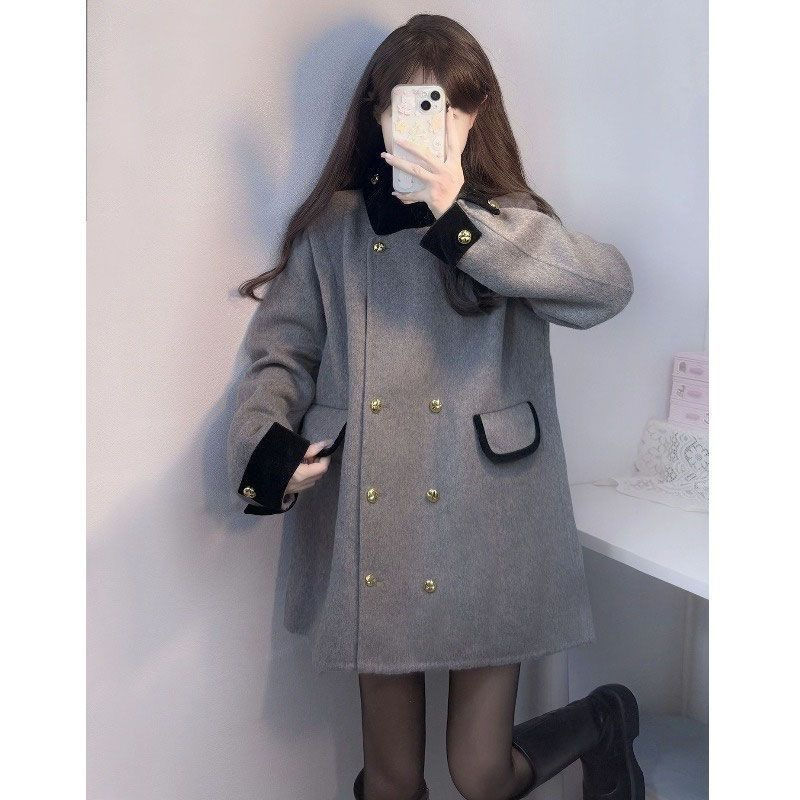 Französisches Nischendesign, lockerer Schlankheitsmantel, neuer Herbst-Winter-Stil, dicker und warmer Wollmantel für Frauen_voghion.com