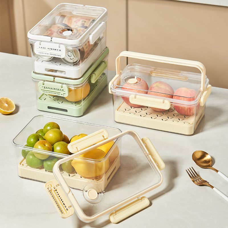 Nuevo contenedor de almacenamiento de PET para frutas y verduras en el refrigerador, organizador sellado para congelador, contenedor de conservación de alimentos frescos para picnic._voghion.com