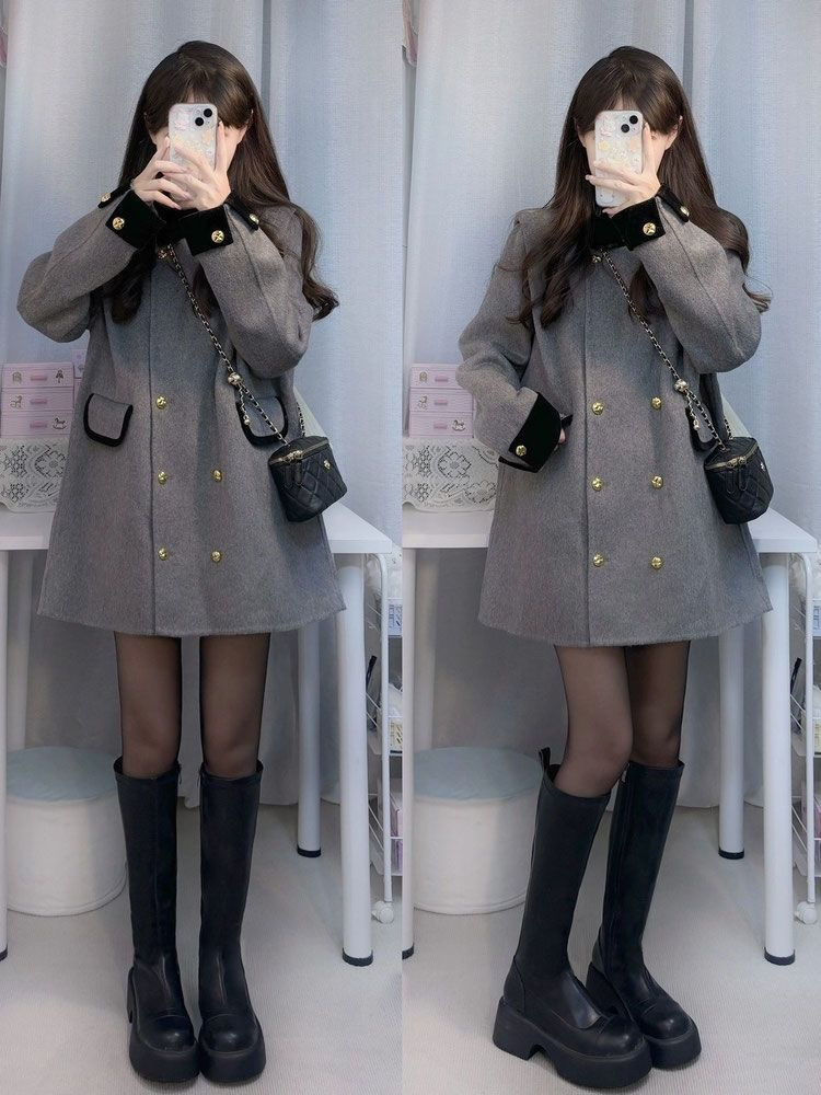 Französisches Nischendesign, lockerer Schlankheitsmantel, neuer Herbst-Winter-Stil, dicker und warmer Wollmantel für Frauen_voghion.com