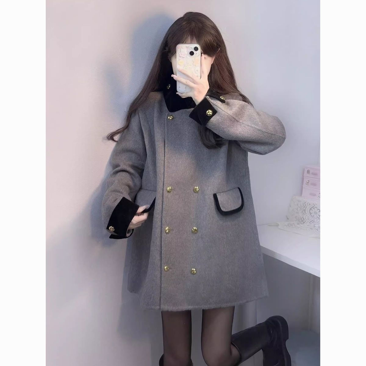 Französisches Nischendesign, lockerer Schlankheitsmantel, neuer Herbst-Winter-Stil, dicker und warmer Wollmantel für Frauen_voghion.com