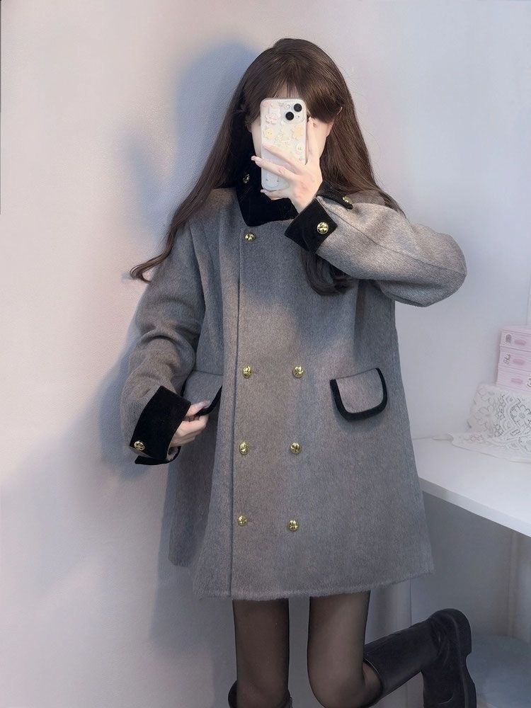 Französisches Nischendesign, lockerer Schlankheitsmantel, neuer Herbst-Winter-Stil, dicker und warmer Wollmantel für Frauen_voghion.com