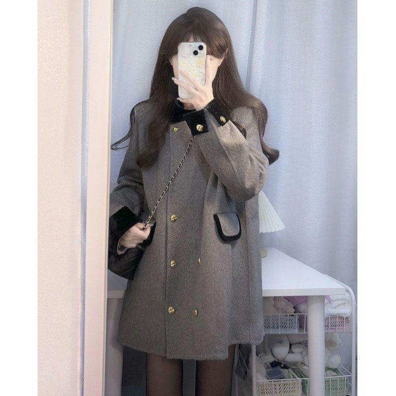 Französisches Nischendesign, lockerer Schlankheitsmantel, neuer Herbst-Winter-Stil, dicker und warmer Wollmantel für Frauen_voghion.com