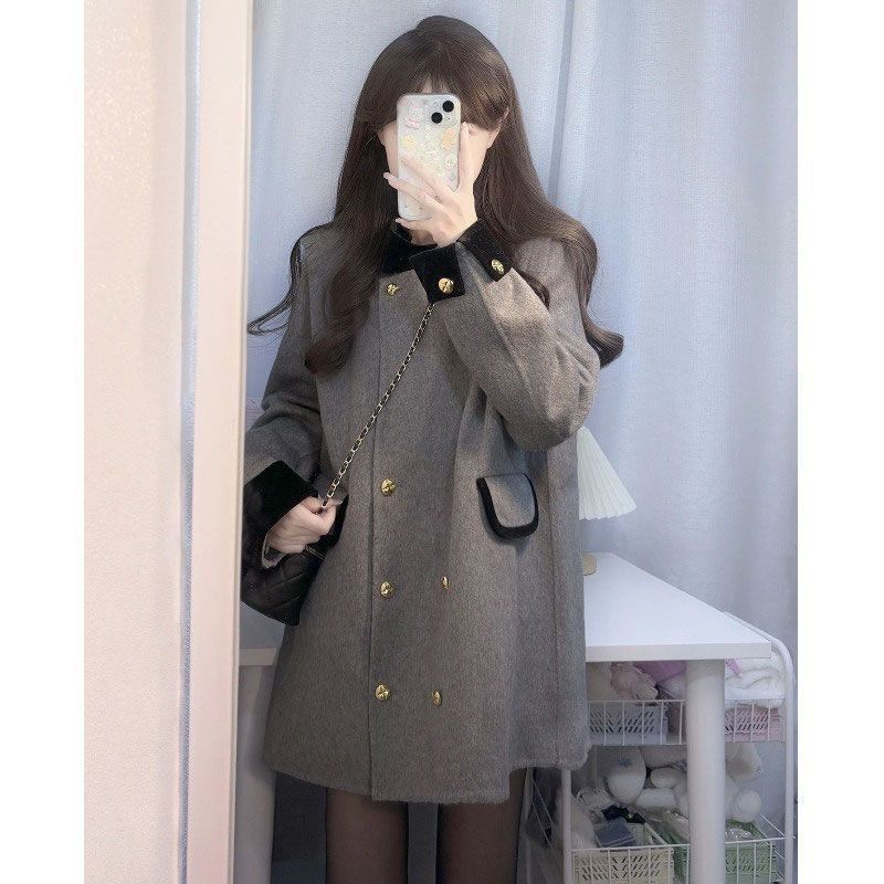 Französisches Nischendesign, lockerer Schlankheitsmantel, neuer Herbst-Winter-Stil, dicker und warmer Wollmantel für Frauen_voghion.com