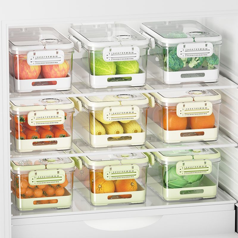 Nuevo contenedor de almacenamiento de PET para frutas y verduras en el refrigerador, organizador sellado para congelador, contenedor de conservación de alimentos frescos para picnic._voghion.com