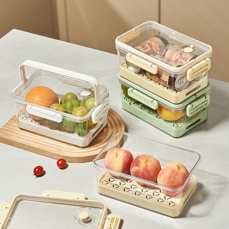 Nuevo contenedor de almacenamiento de PET para frutas y verduras en el refrigerador, organizador sellado para congelador, contenedor de conservación de alimentos frescos para picnic._voghion.com