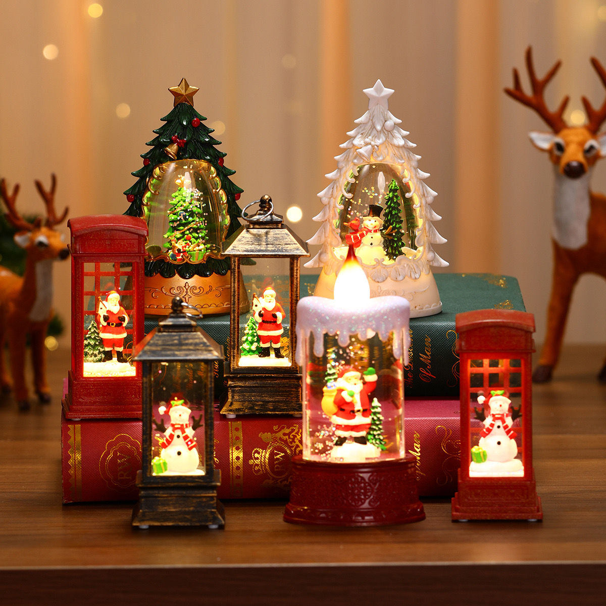 Decorations, Gifts, Creative Christmas Tree, Santa Claus, Snowman, Wind Lights, Scene, Atmosphere, Nightlight_voghion.com