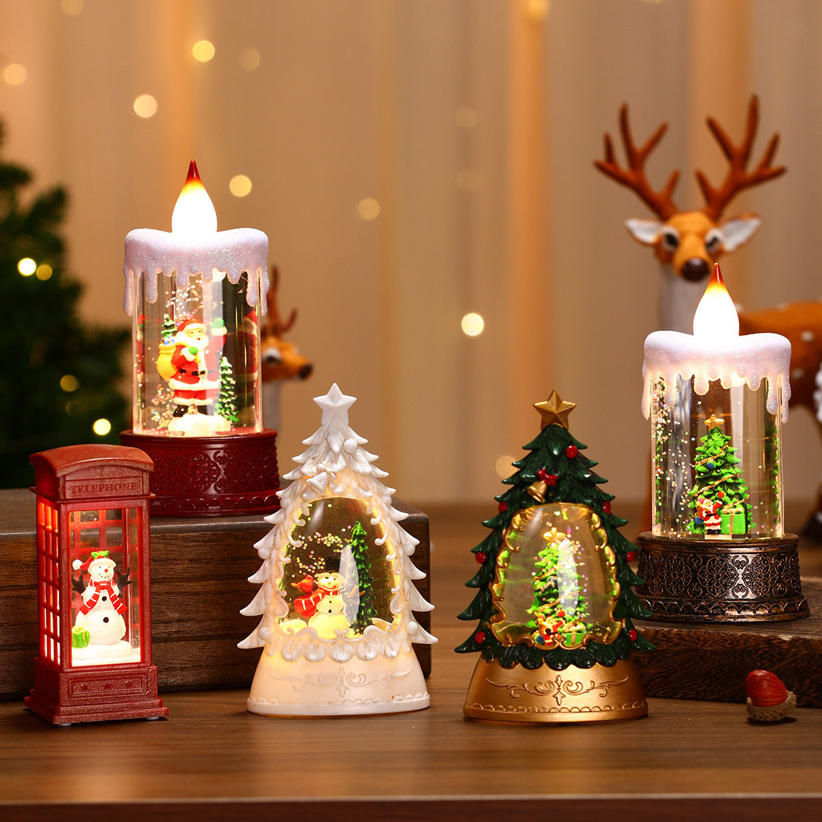 Decorations, Gifts, Creative Christmas Tree, Santa Claus, Snowman, Wind Lights, Scene, Atmosphere, Nightlight_voghion.com