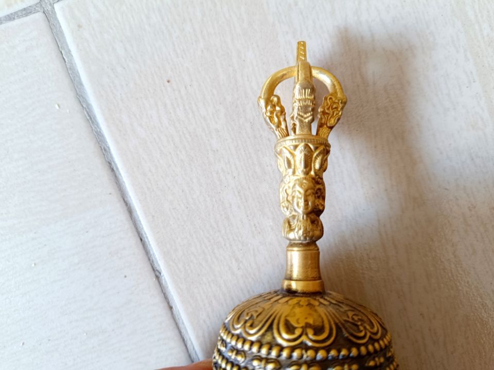 五股金刚杵铃铛藏族手摇铃法器道家三清铃黄铜手摇铃铛纯铜铃大号 detail 16