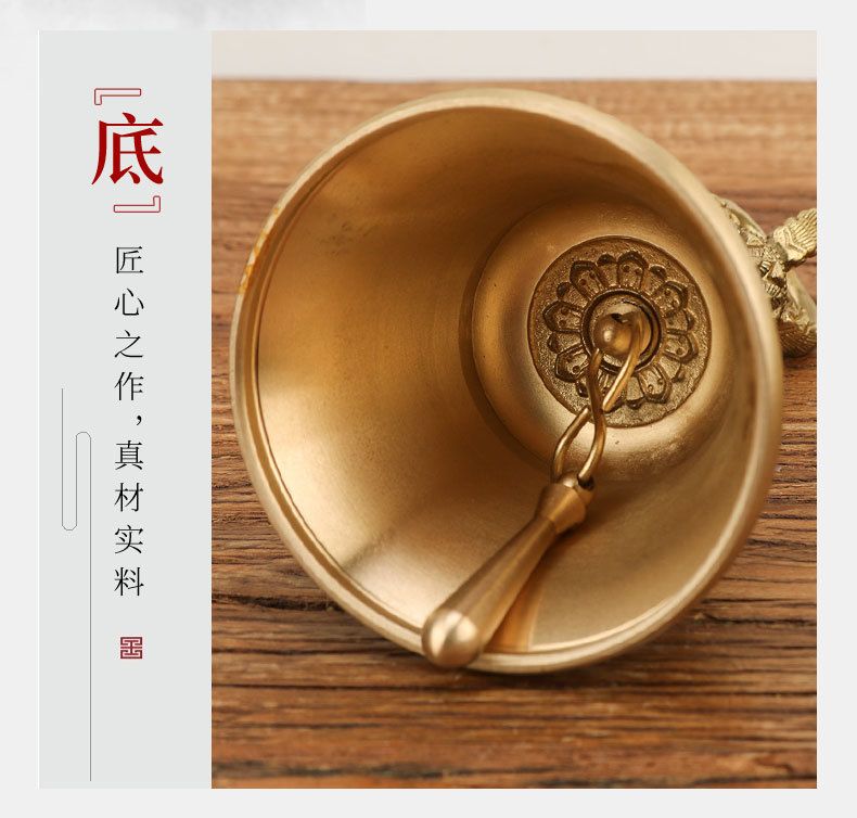 五股金刚杵铃铛藏族手摇铃法器道家三清铃黄铜手摇铃铛纯铜铃大号 detail 5