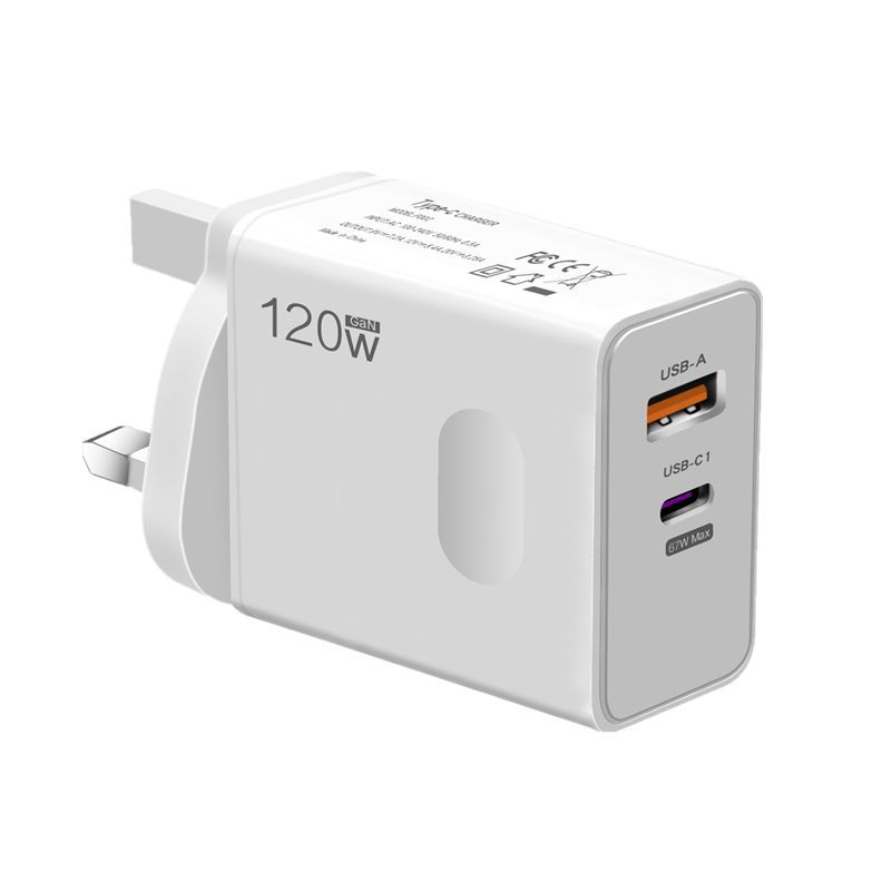 120W EU Standard Hole Round Pin Travel Charger USB+Type-C Interface Compatible With Samsung_voghion.com