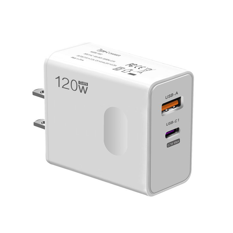 120W EU Standard Hole Round Pin Travel Charger USB+Type-C Interface Compatible With Samsung_voghion.com