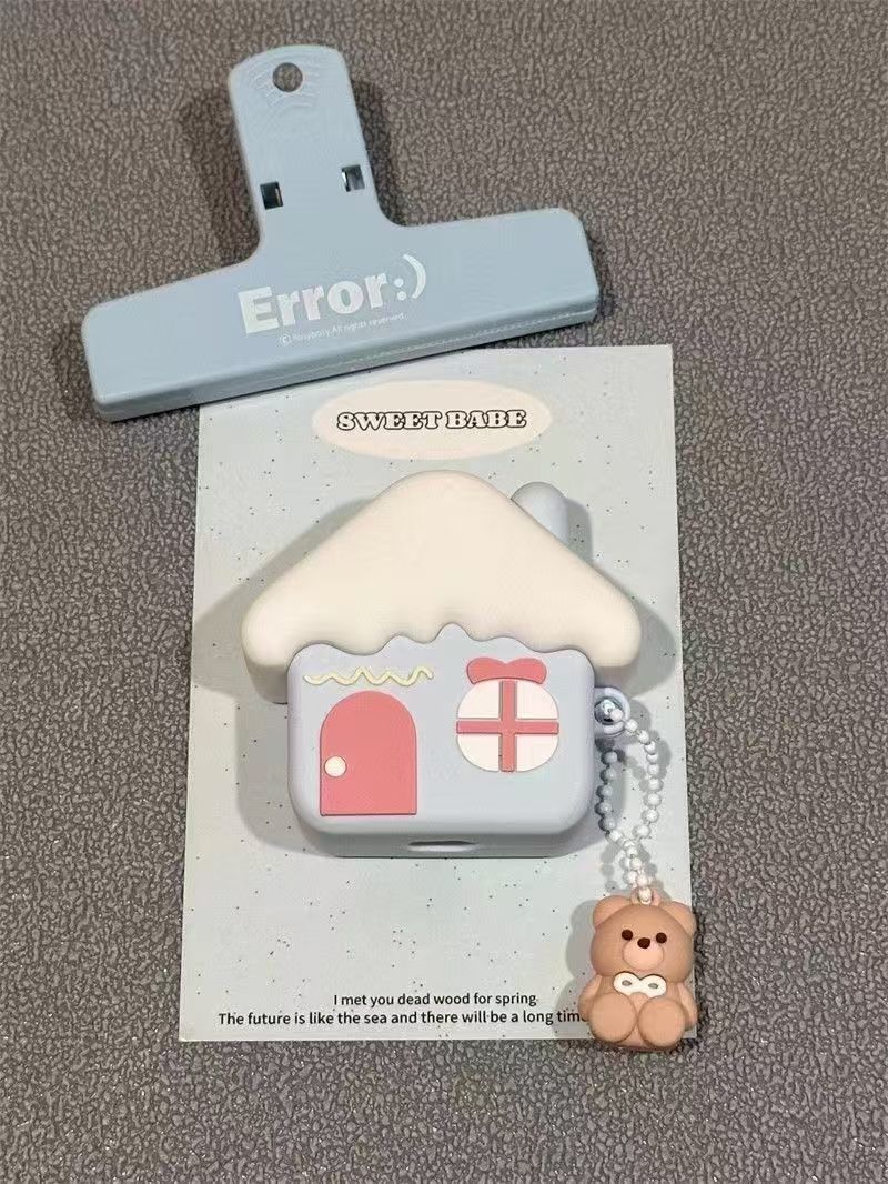 Korean Style Cute House Brown Bear Compatible With Wireless Bluetooth Pro New Model 3rd 1/2nd Gen Earphone Case_voghion.com