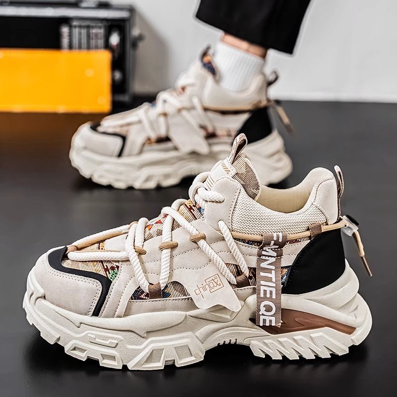男鞋秋冬款潮牌百搭休闲运动鞋小众设计青少年跑步防滑增高老爹鞋
