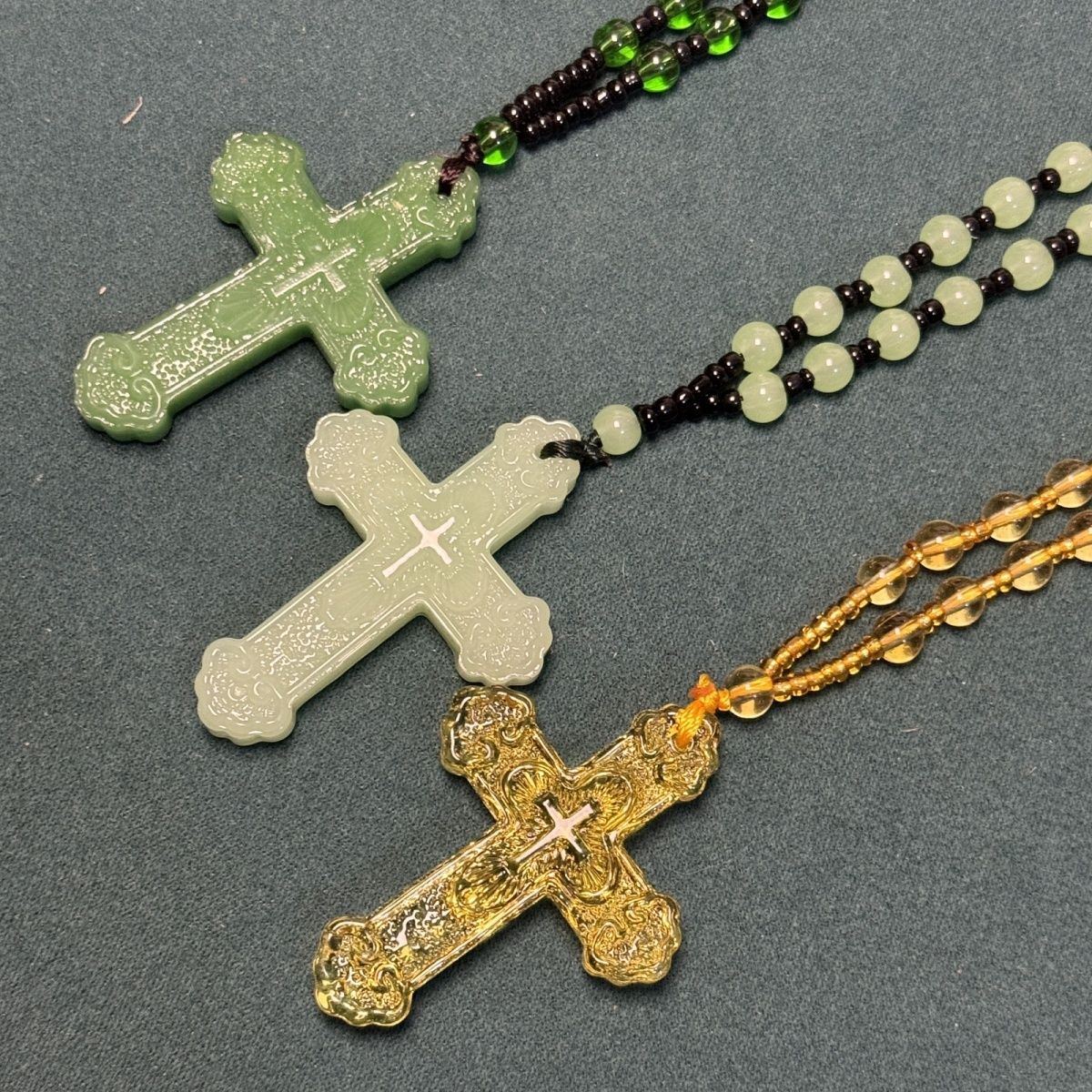 Jade Cross Pendant Necklace, Elegant Sweater Chain For Autumn_voghion.com