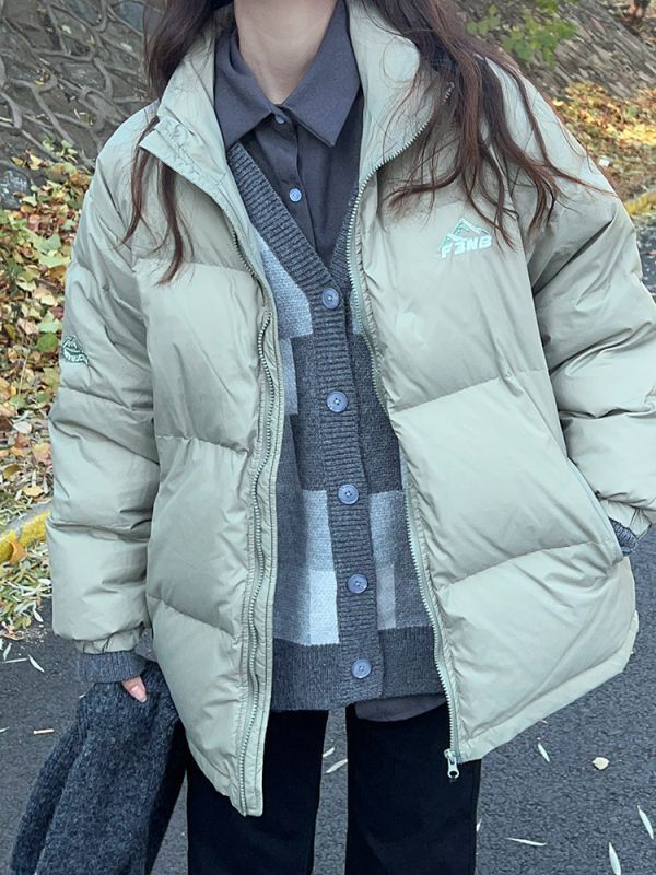 Kurze Damen-Winterjacke 2025, Paar-Steppjacke, locker, weiß, mit Entendaunenfüllung, neu, dick_voghion.com