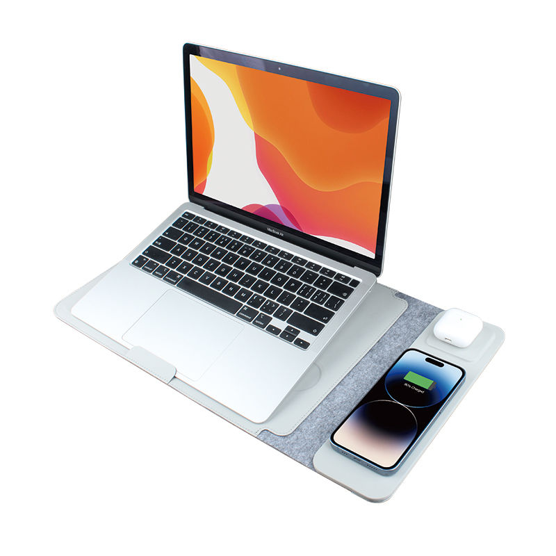 Mobiele telefoon draadloze 15W magnetische hoofdtelefoon oplader muismat 3-in-1 laptop universele computertas_voghion.com